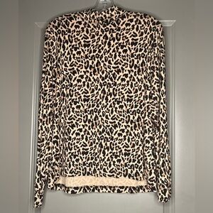 Land’s End Mock Turtle Neck Leopard Print Size M
